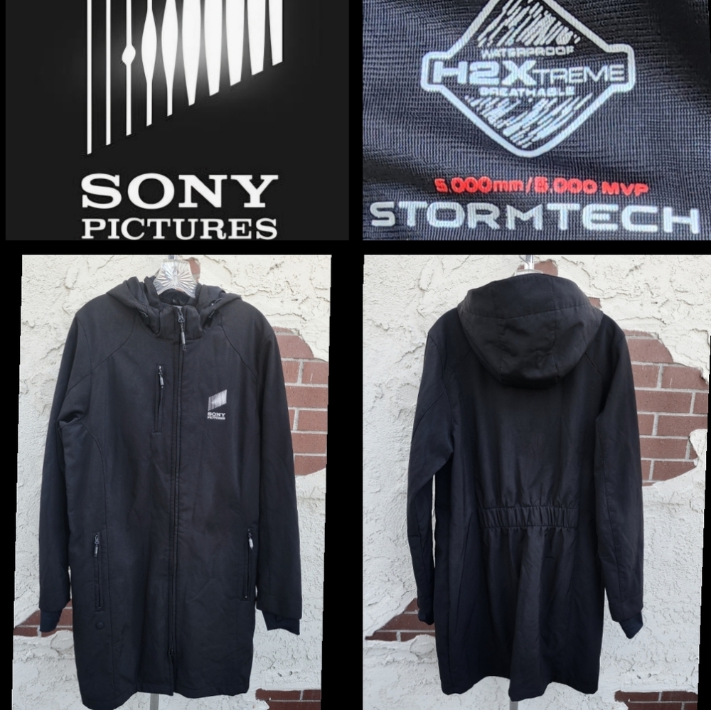 New XL Women SONY PICTURES Stormtech Waterproof Black Hooded Coat Jacket